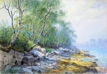  Stanley Canvas - Seal Harbor Mount Desert Maine scenery Luminism William Stanley Haseltine